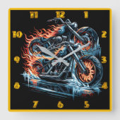 Een hete fiets in een bevroren wereld vierkante klok (Voorkant)