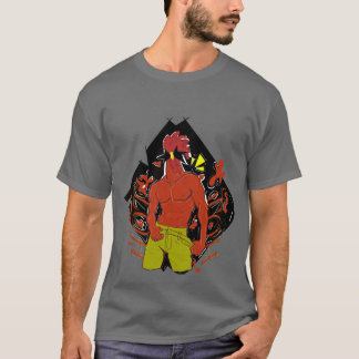 Een hete haan in een pop kunststijl t-shirt