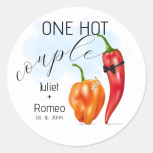 Eén Hete Koppel Hete Peper Huwelijk Ronde Sticker