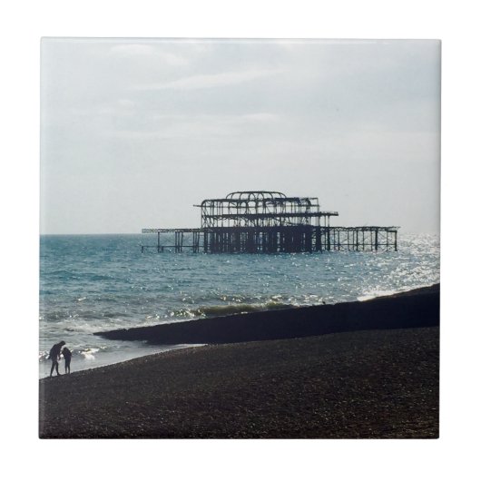 Een hete Summers Dag - Brighton West Pier Tegeltje (Voorkant)