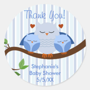 Een hete tweeling blauwe uilen ronde sticker