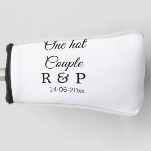 Een hete voeg koppel naam initiële letter tekst da golfheadcover