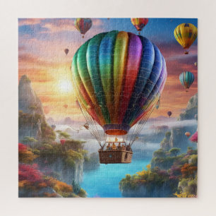 Een heteluchtballon gemaakt van transparante korst legpuzzel