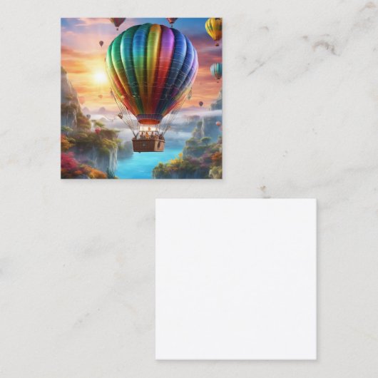 Een heteluchtballon gemaakt van transparante korst vierkante visitekaartje (Voorkant / Achterkant)