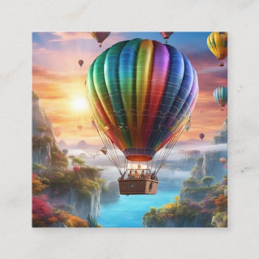 Een heteluchtballon gemaakt van transparante korst vierkante visitekaartje (Voorkant)