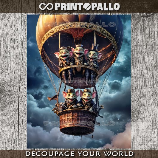 Een heteluchtballon vol met ondeugende kobollen - tissuepapier