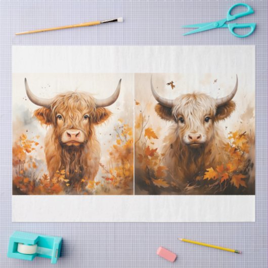 Een Highland Koe Design Collectie 2 Tissuepapier (Craft)