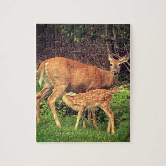 Een hinde en haar fawn legpuzzel (Verticaal)