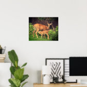 Een hinde en haar fawn poster (Thuiskantoor)
