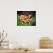 Een hinde en haar fawn poster (Keuken)