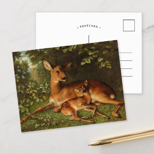Een hinde met Fawn   Carl Schweninger, Jr. Briefkaart