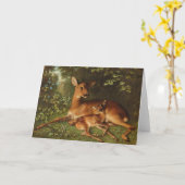 Een hinde met Fawn | Carl Schweninger, Jr. Kaart (Gele Bloem)