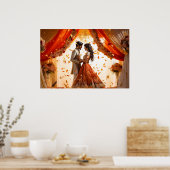 Een Hindoe Indiase bruiloft olie schilderij Poster (Keuken)