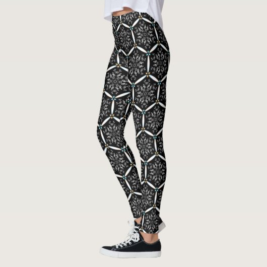 *~* Een hint kleur zwart-wit patroon Leggings (Links)