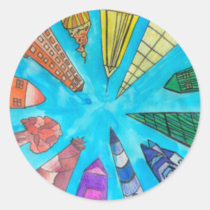 Een hint van Z "Rainbow City"-sticker Ronde Sticker