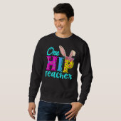 Een hippe leraar Happy Easter Bunny 5 Trui (Voorkant volledig)