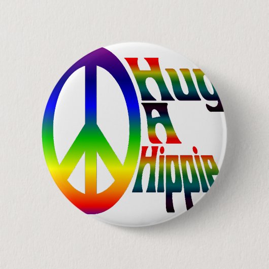 een hippie omhelzen ronde button 5,7 cm (Voorkant)