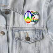een hippie omhelzen ronde button 5,7 cm (In situ)