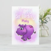 Een Hippo Happy Birthday-kaart Kaart (Staand voorkant)