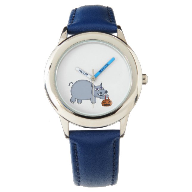 Een Hippo met een pompoenzak Horloge (Voorkant)