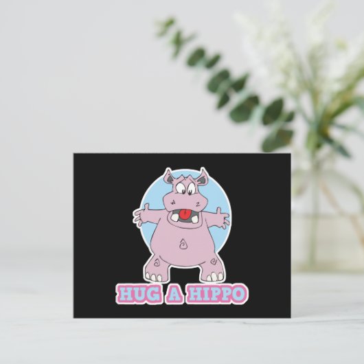 een hippo omhelzen briefkaart (Staand voorkant)