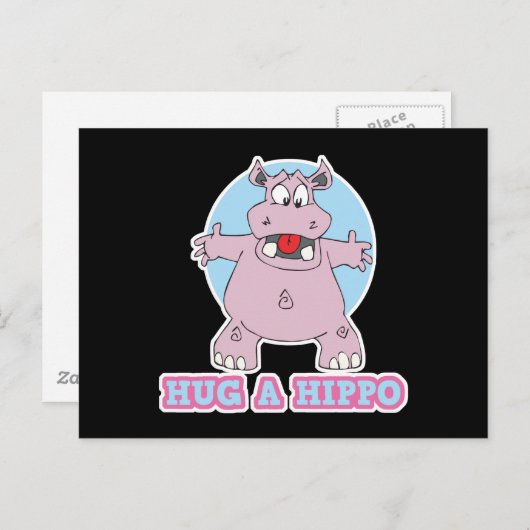 een hippo omhelzen briefkaart (Voorkant / Achterkant)