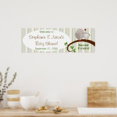 Een hoed van een Baby shower bruin bezit banner Poster (Keuken)