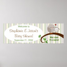 Een hoed van een Baby shower bruin bezit banner