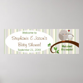 Een hoed van een Baby shower bruin bezit banner Poster