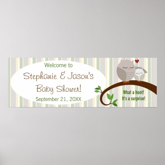 Een hoed van een Baby shower bruin bezit banner Poster (Voorkant)