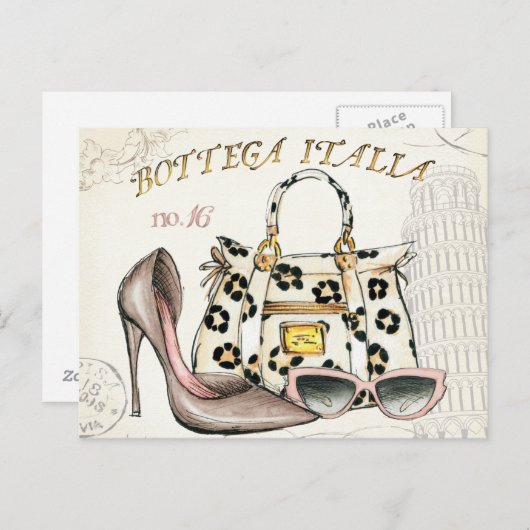 Een hoefijzer, een tas en een paar bril briefkaart (Voorkant / Achterkant)