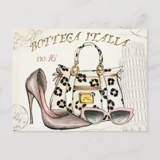 Een hoefijzer, een tas en een paar bril briefkaart (Voorkant)