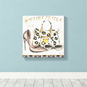 Een hoefijzer, een tas en een paar bril canvas afdruk (Insitu (Houten vloer))