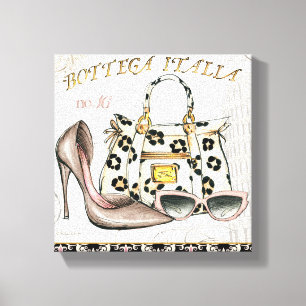 Een hoefijzer, een tas en een paar bril canvas afdruk