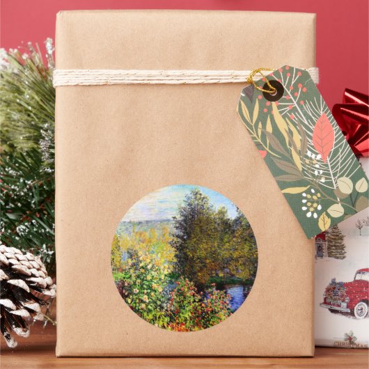 Een hoek van de tuin in Montgeron Ronde Sticker (Feestdagen)