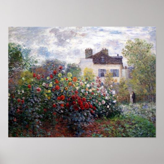 Een hoek van de tuin met Dahlias door Monet Print (Voorkant)