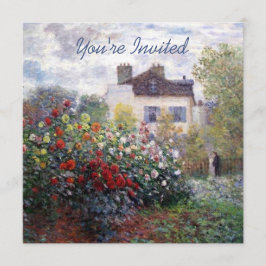 Een hoek van de tuin met Dahlias House Warming Kaart