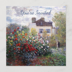 Een hoek van de tuin met Dahlias House Warming Kaart