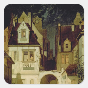 Een hoek van een Duitse stad door Moonlight Vierkante Sticker