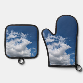Een hoekje van wolken ovenwant & pannenlap set