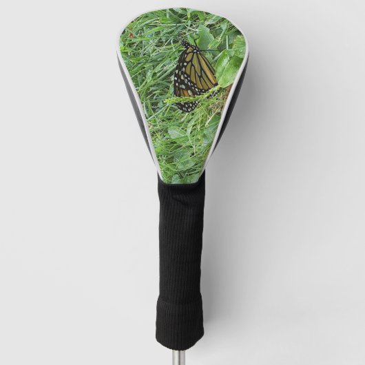 Een Hoesje met een zwarte vlinder met een Golfkop Golfheadcover (Voorkant)