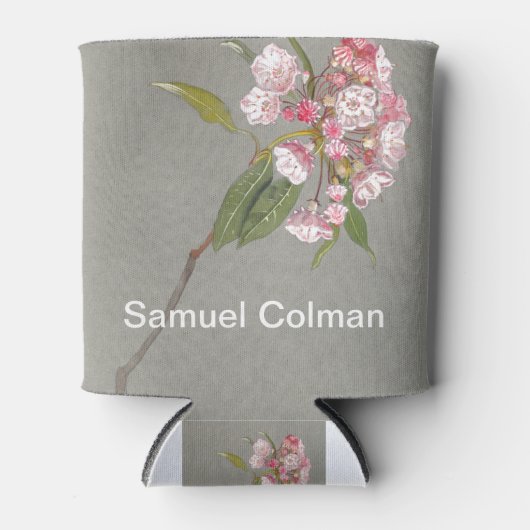 Een hoest bergLaurel met bladeren en bloesem Blikjeskoeler (Voorkant)