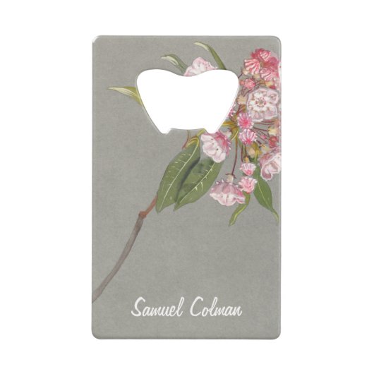 Een hoest bergLaurel met bladeren en bloesem Creditkaart Flessenopener (Voorkant)