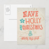 Een Holly Jolly kerstgroet Feestdagenkaart (Voorkant / Achterkant)