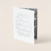 Een Holly Jolly-kerstkalligrafie-foto Folie Kaarten (Voorkant)