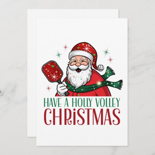 Een Holly Volley kerstlied Pickleball Feestdagenkaart (Voorkant / Achterkant)