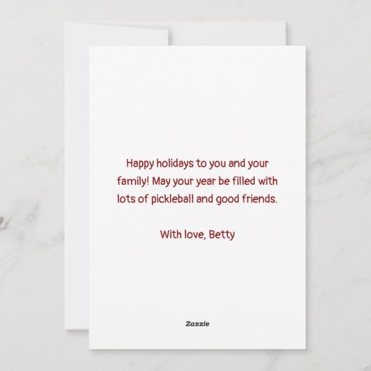 Een Holly Volley kerstlied Pickleball Feestdagenkaart (Achterkant)
