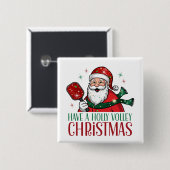 Een Holly Volley kerstlied Pickleball Vierkante Button 5,1 Cm (Voorkant /achterkant)