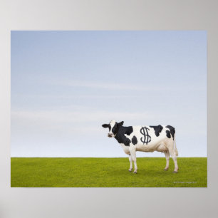 Een Holstein-melkkoe met vlekken in de vorm van Poster