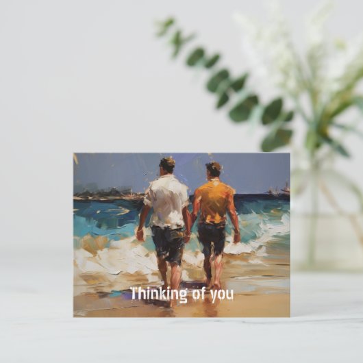 Een homepaar op het strand briefkaart (Staand voorkant)